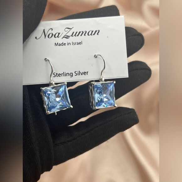 Sterling Silver Blue Square Drop Earrings by Noa Zuman - Picture 3 of 6